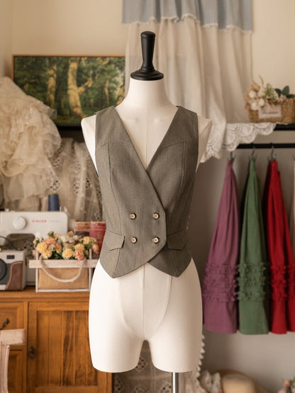 Gray V-neck Waistcoat