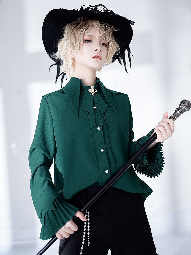 Style Ouji Collar Green Prince Shirt Lolita Pointed