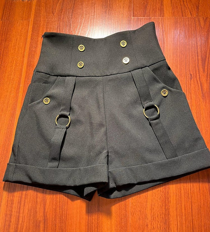 Lolita Back Shorts Black High Ouji Fashion Lace-up Waist