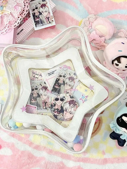 Badge Charm with Star-shaped Ita Bag White Set PU Detachable