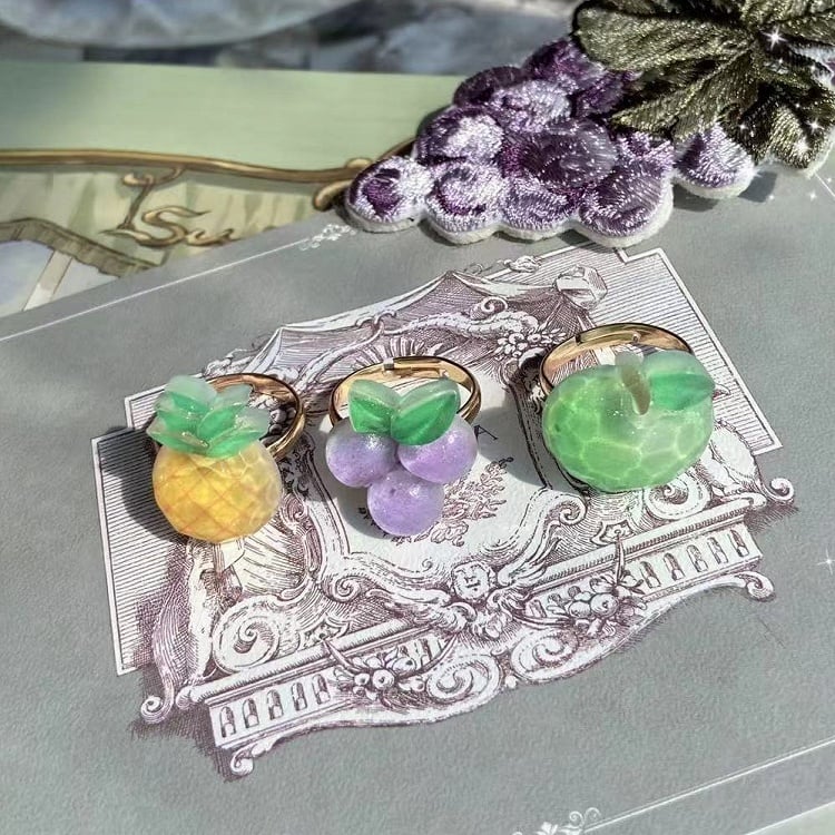 Options Ring Cherry/Pineapple/Watermelon/Strawberry/Grapes Decorated 5