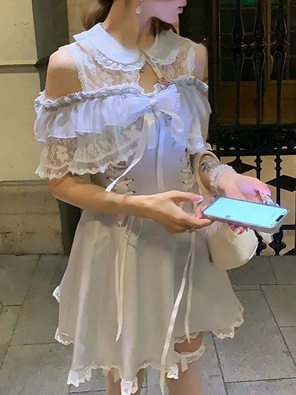 Purple Light in Style Pure Dress Off-Shoulder Landmine Edgy