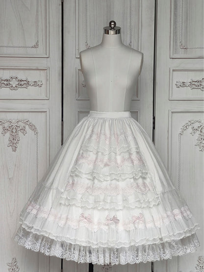 Rosette Light Pink Elegant Wedding Hanayome Lolita Jumper Skirt + Underskirt