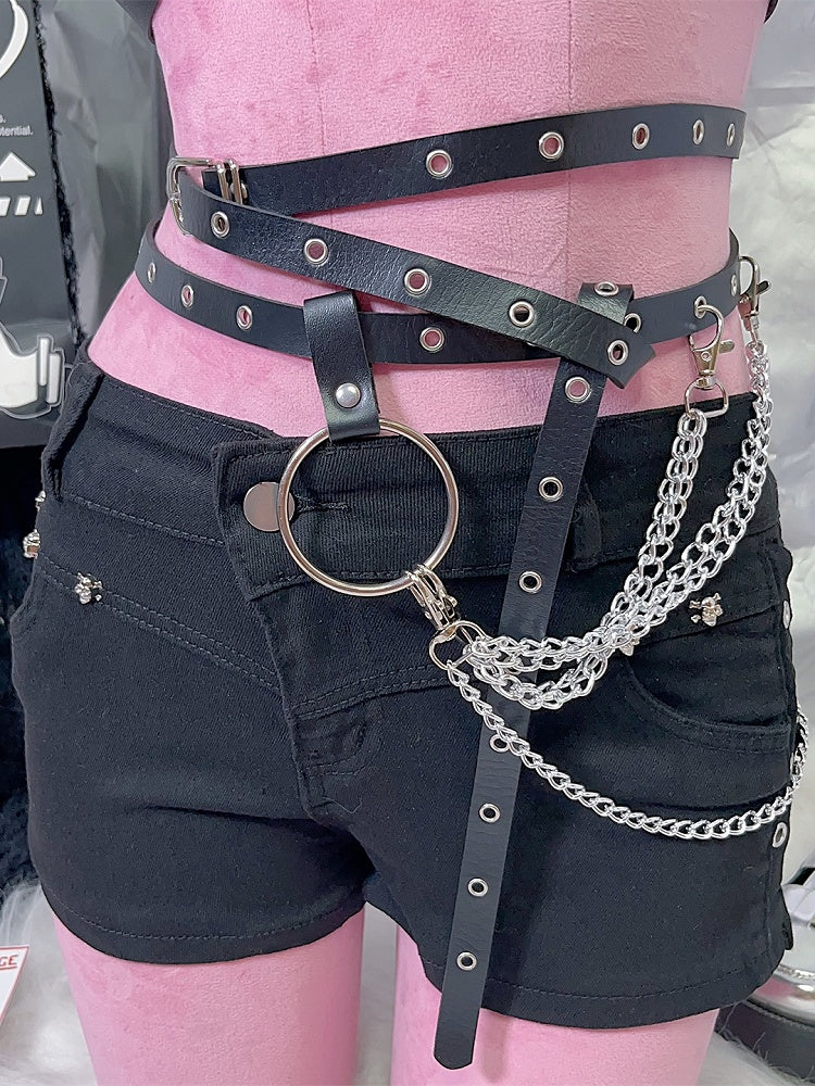 Options 2 Chain Y2K Charm Gürtel Schwarz Taille