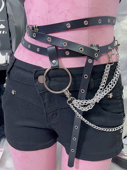 Options 2 Chain Y2K Charm Gürtel Schwarz Taille