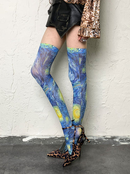 Oil Painting Overknee Stockings