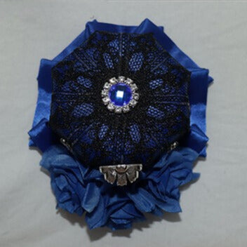 Blue/Red Hat Decorated And Rhinestone Crown Lace Mini Design Floral