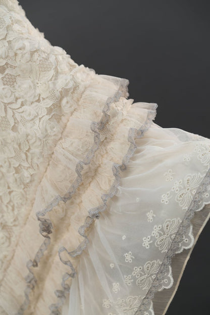 Beige Floral Embroidery Shawl