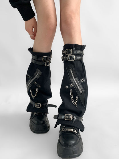 Black Punk Cross Chain Y2K Leg Sleeves