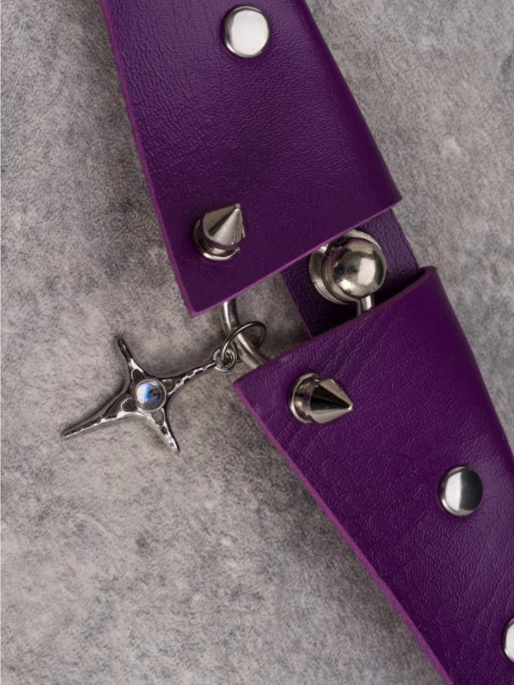 Choker Lila Anhänger Kreuz Details Gothic Ohrstecker