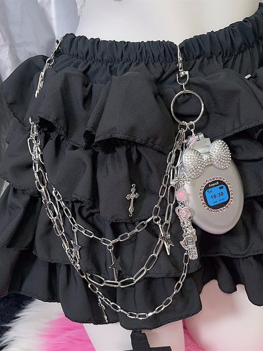 Stern Telefonförmiger und Zubehör Y2K Kamm Charm Silber