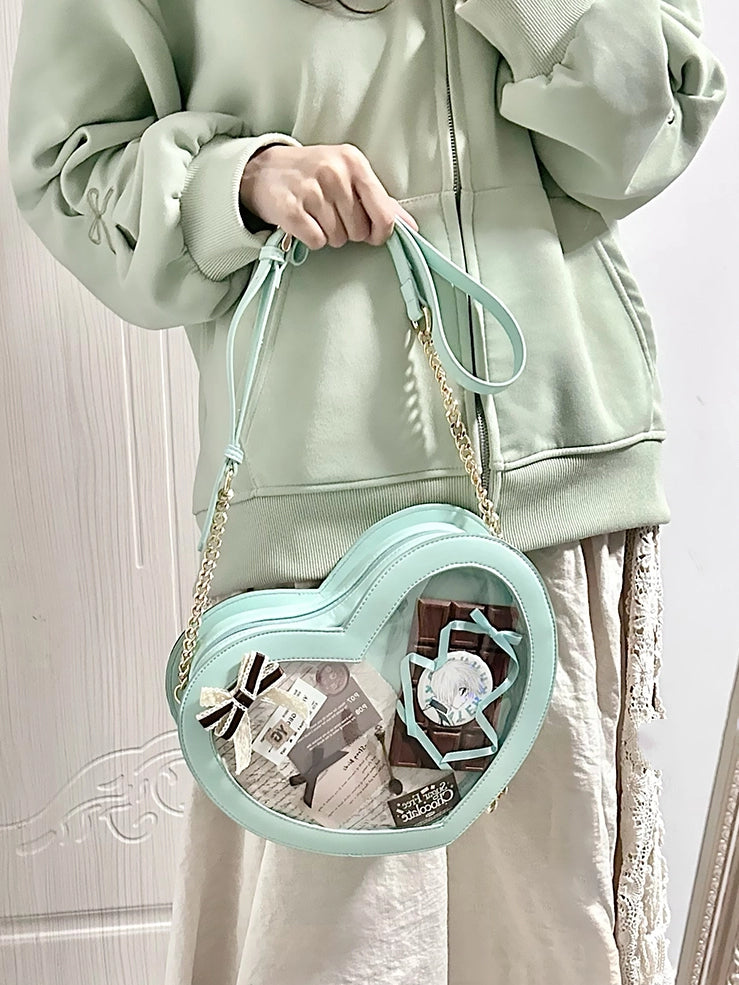 PU with Heart-shaped Bowknot Ita Bag Green