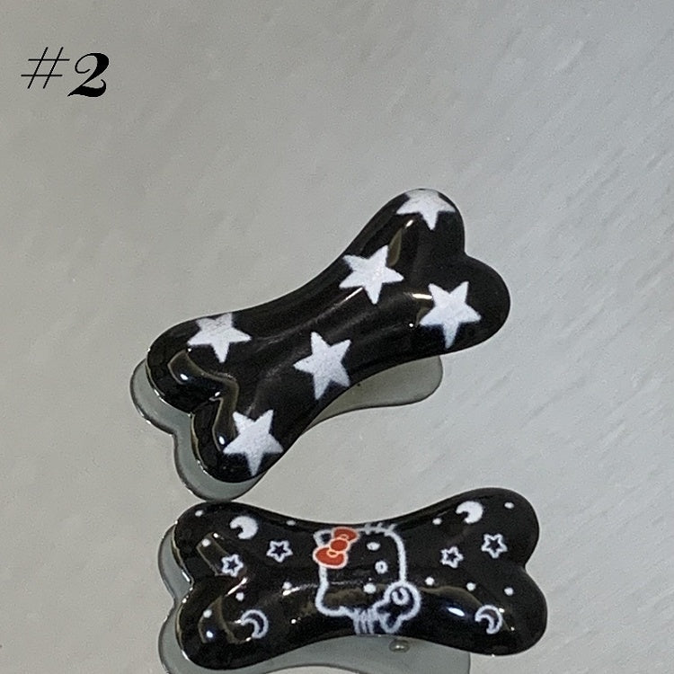 Barrettes à cheveux en forme d'os/de poisson Y2K