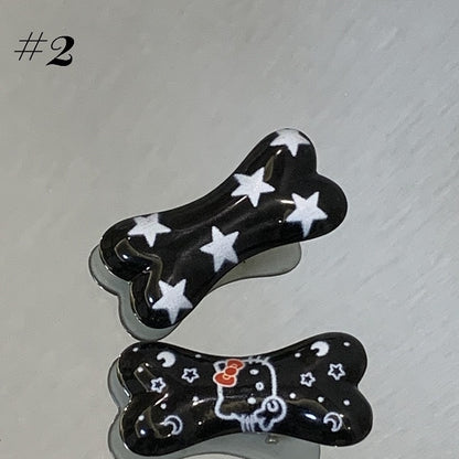 Barrettes à cheveux en forme d'os/de poisson Y2K