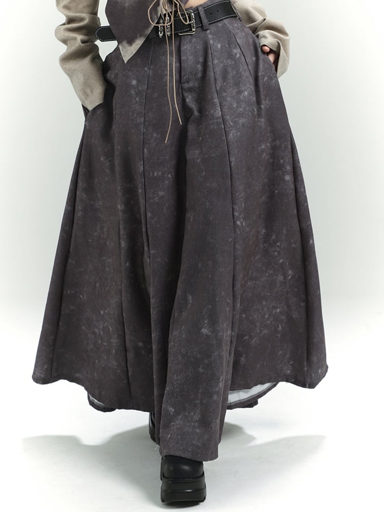 Wasteland Punk – Knöchellanger Rock im Batik-Look in Grau