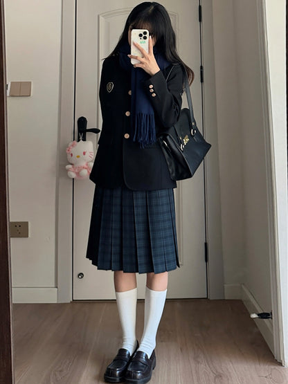 Länge 42CM/45CM/55CM/65CM Plaid Uniform Plissee Rock JK Grün Muster