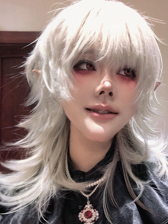 Silver Ouji Style Wig with Bangs