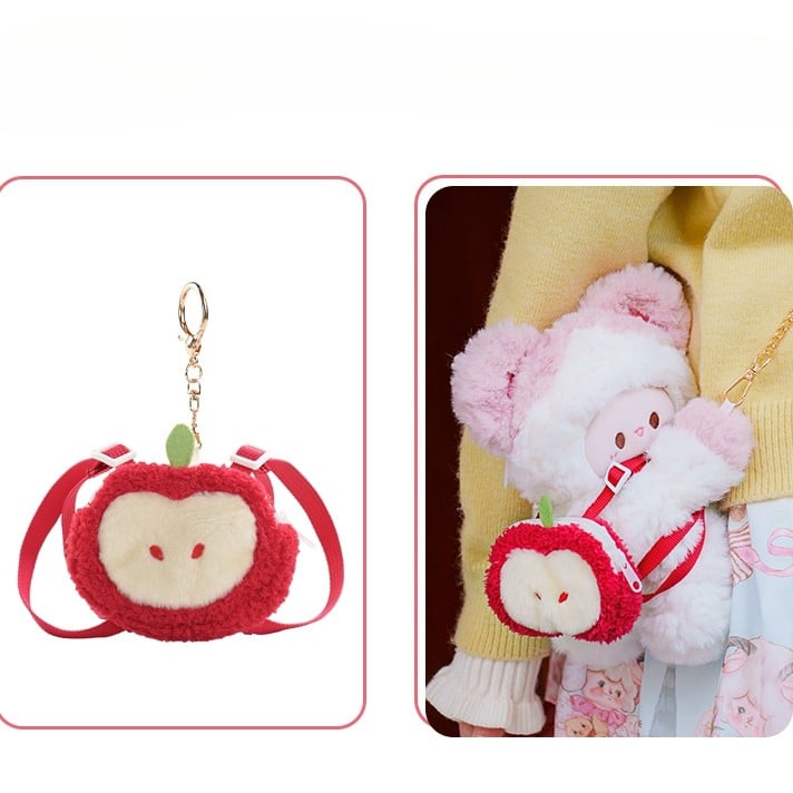 Plush Options Backpack WhitePink Mouse + Backpack/Crossbody Keychain 2 Bag Size Small/Middle Cute