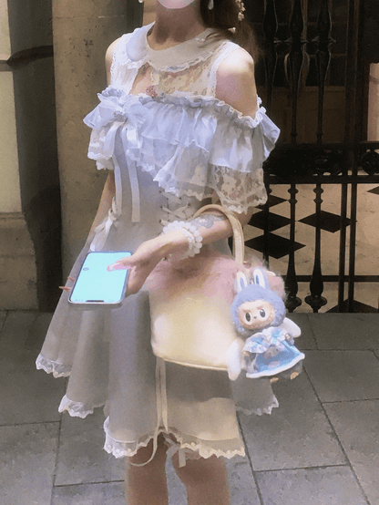 Purple Light in Style Pure Dress Off-Shoulder Landmine Edgy