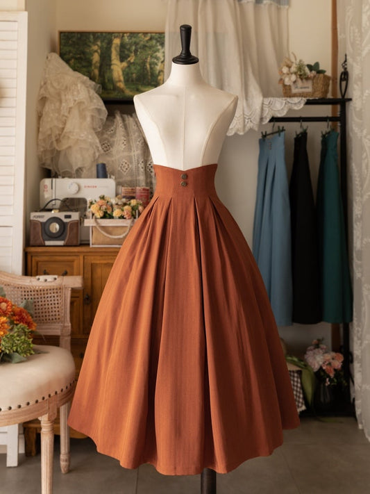 Orange Lace-up Back Corset Belt Waist Classic Lolita Skirt