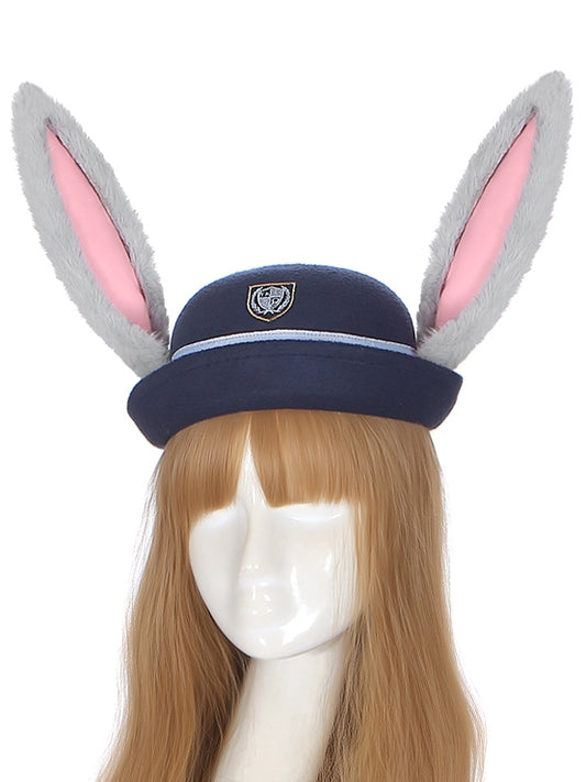 Chapeau bleu marine à motif oreilles de lapin