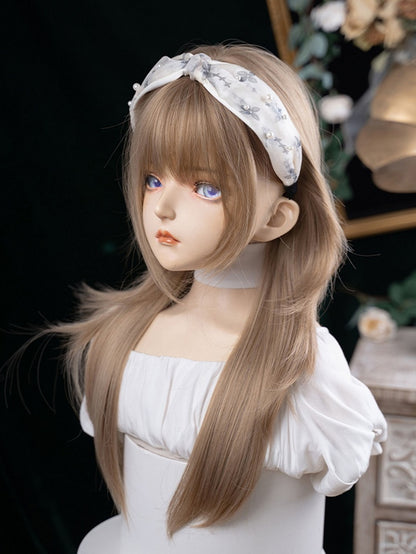 Pony mit Air Brown 65CM leichte Perückenlänge glatt