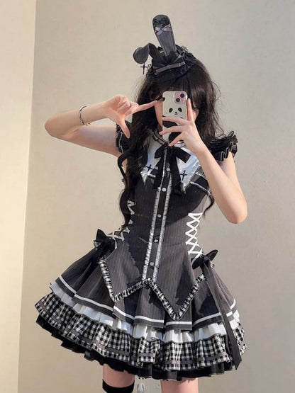 Gothic Bunny Lolita Dark Hat Ears Gray Mini