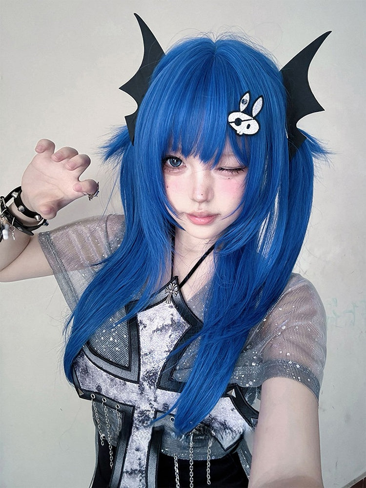 Bangs Wig 63CM Blue With Length Straight Full