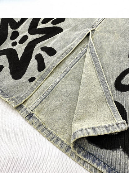 And Y2K Bowknot Kitty Skirt Denim Print Blue