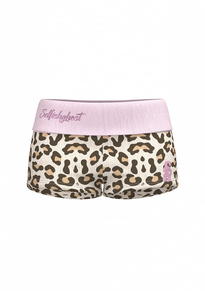 Fashion Leopard Elastic Waist Embroidered Gyaru Glamorous Shorts