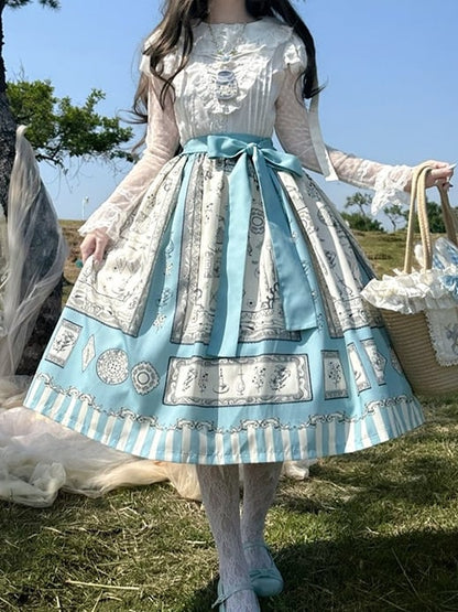 Print Blue Classic Elegant Lolita Skirt