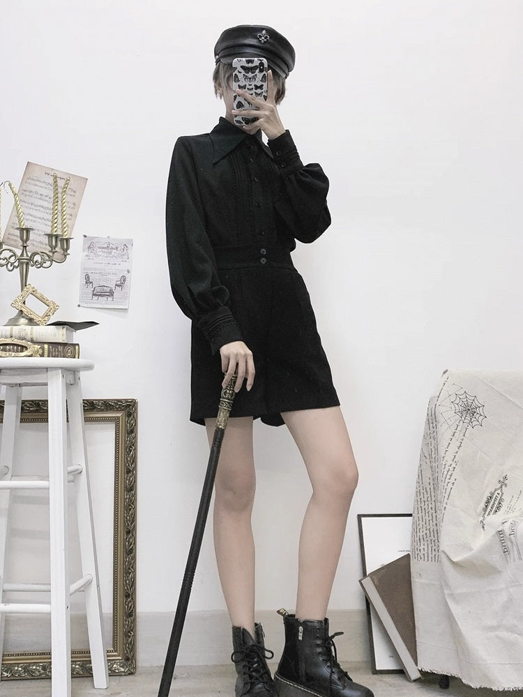 Prince Lace Sleeves 4 and Long Detailing Foldover Pleating Options Color Shirt Collar Point