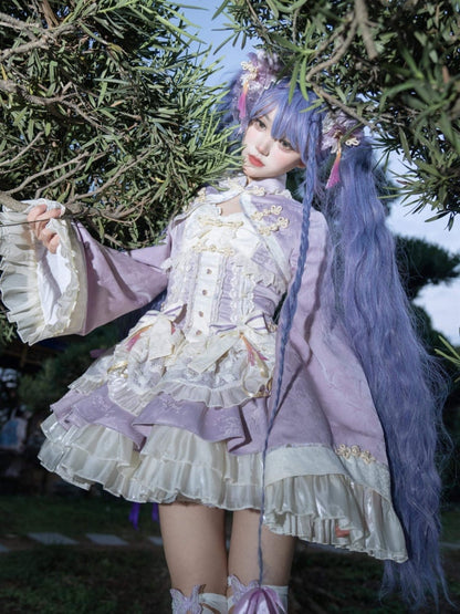 Purple Chinoiserie Style Corset Dress Qi Lolita JSK Set