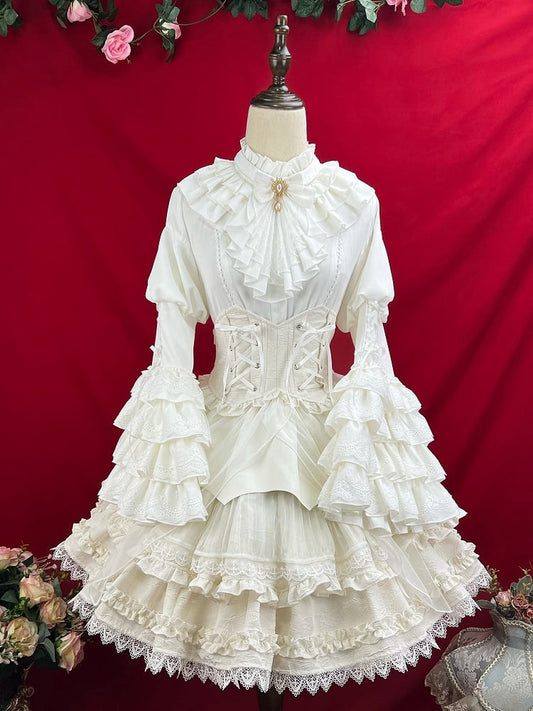 Overlay Handkerchief Shiro Jacquard White Gothic Skirt Lolita