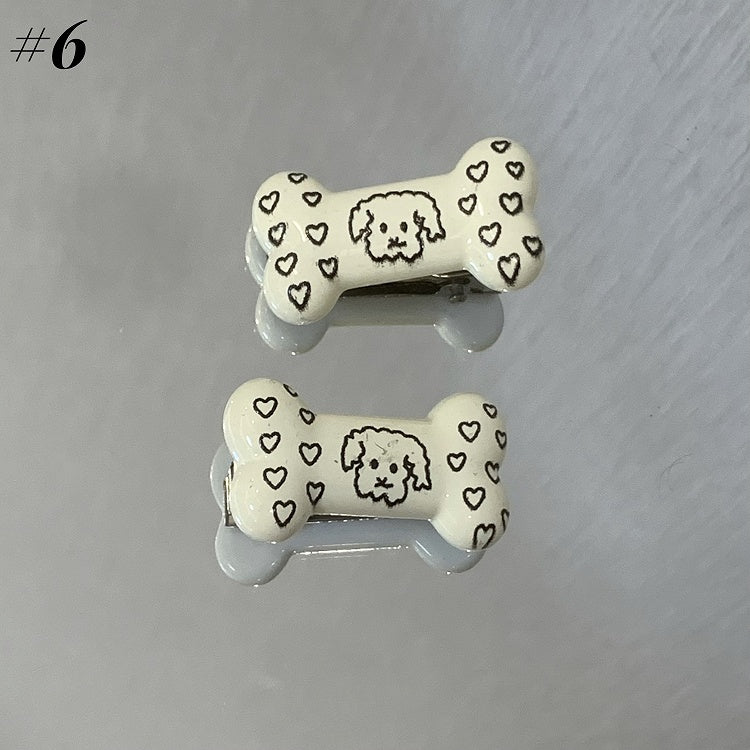 Barrettes à cheveux en forme d'os/de poisson Y2K