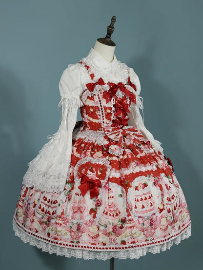 Lolita Red / Full Strawberry Sweet Desserts Print Set JSK and