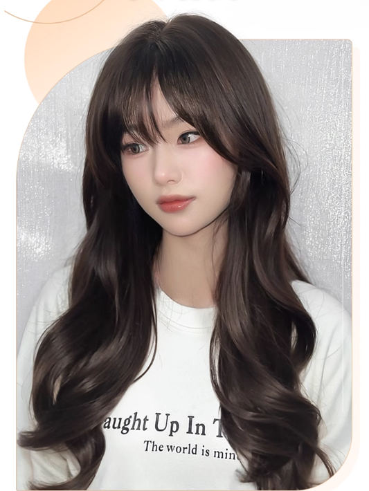 Length With 65CM Wig Brown Wavy Bangs