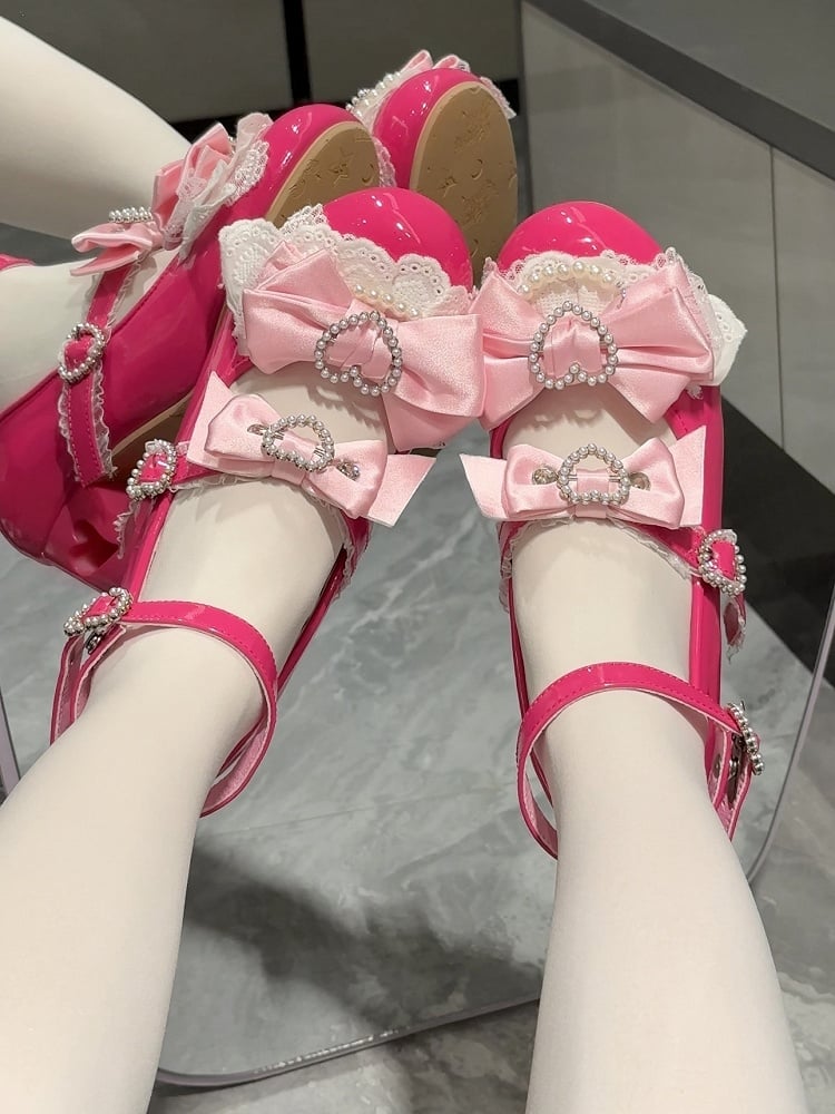 Herz bei Mary Janes Barbie Cut-out Pink Top Schleife Heels
