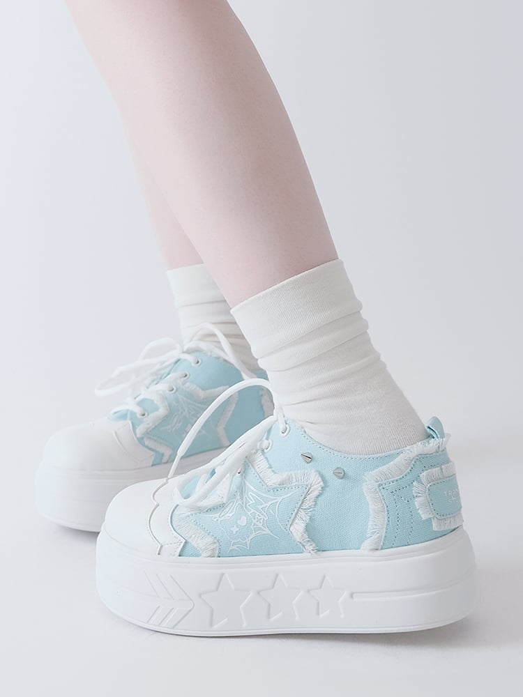 Blue Star Applique Platform Sneakers