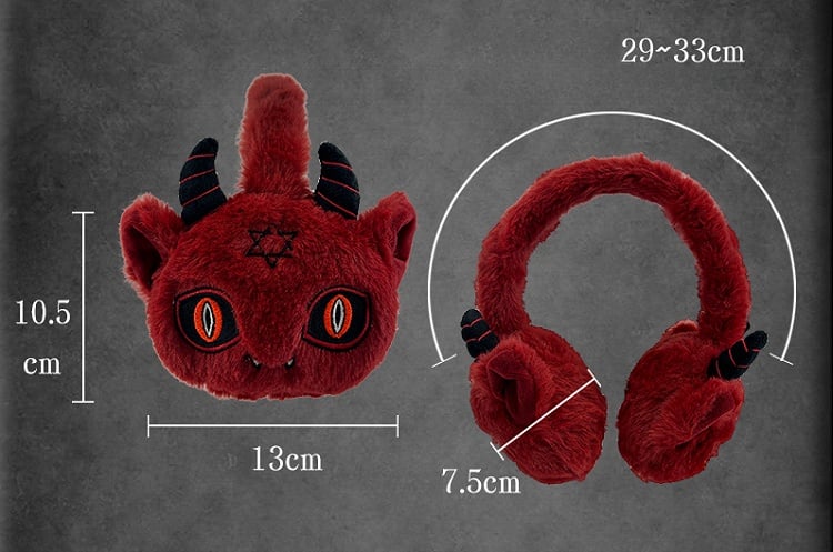 Red Devil Gothic Plush Ear Muffs