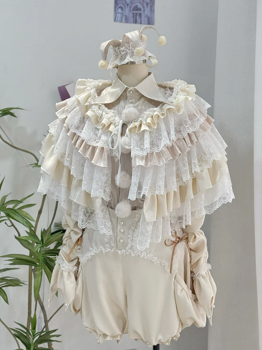 / Layered Ruffles Black Overlay Apricot