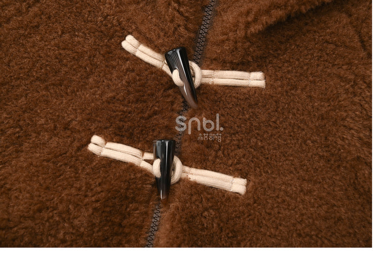 Brown Cute Capybara Hood Zip Closure Fleece Hooded Cape