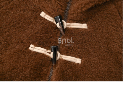 Brown Cute Capybara Hood Zip Closure Fleece Hooded Cape