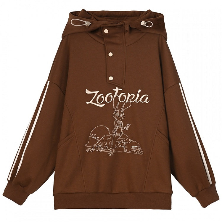 Zootopia Judy and Nick Graphic Brown Hoodie