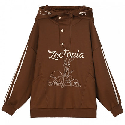Zootopia Judy and Nick Graphic Brown Hoodie