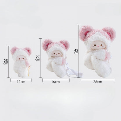 Plush Options Backpack WhitePink Mouse + Backpack/Crossbody Keychain 2 Bag Size Small/Middle Cute