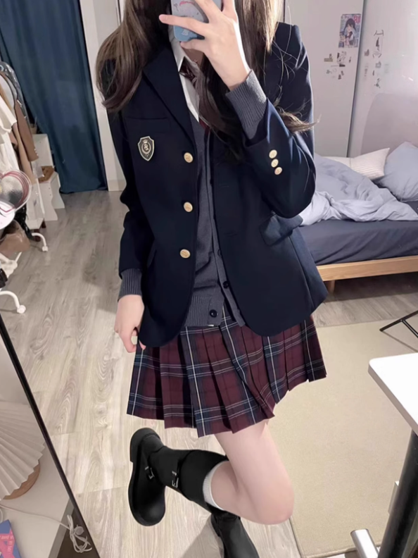 Uniform 42CM Muster Plissee JK Plaid Rock Rot