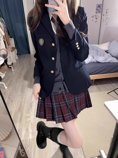 Uniform 42CM Muster Plissee JK Plaid Rock Rot
