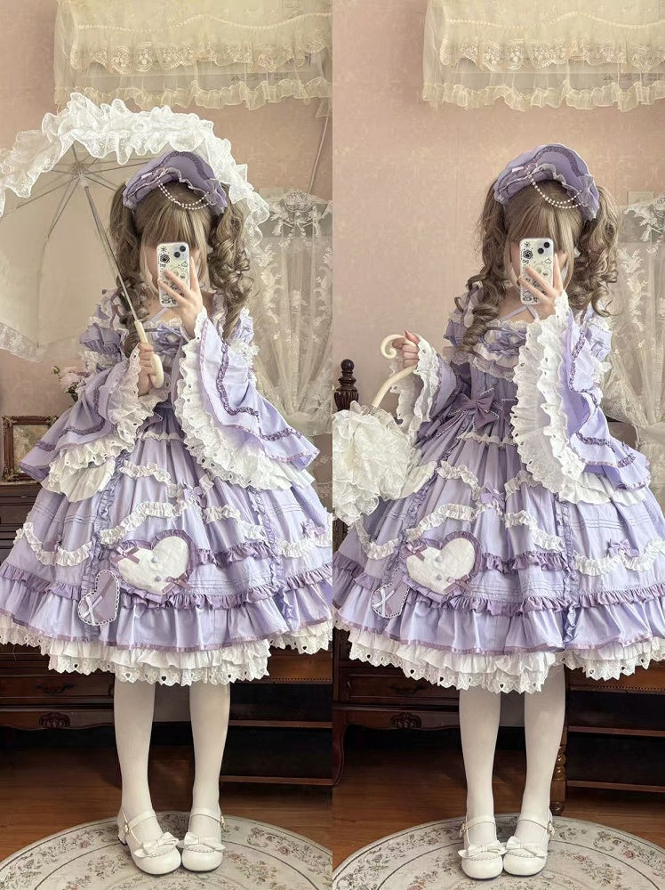 Grandes tailles disponibles - Superbe robe en coton Lolita de princesse à l'ancienne violette