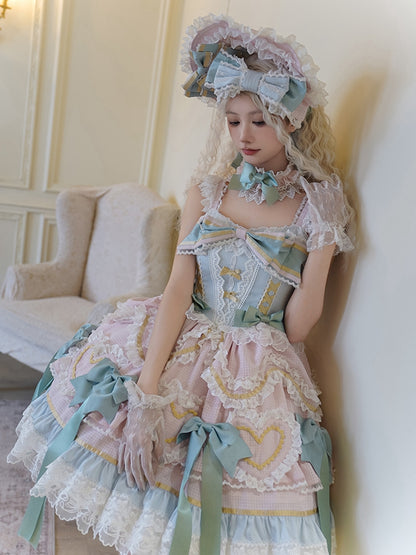 Pink and Blue Lolita Bonnet